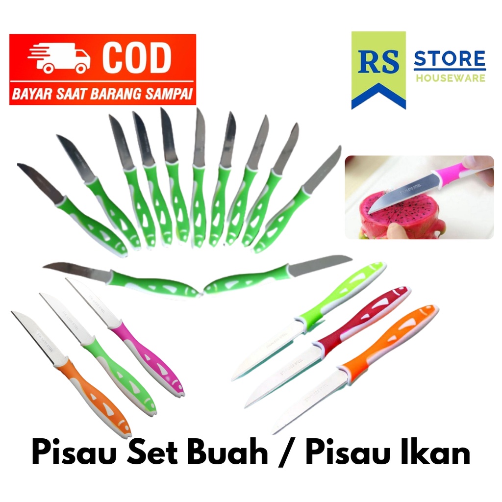 Jual pisau mini stainless 12 pcs pisau buah pisau ikan set/ pisau buah ...