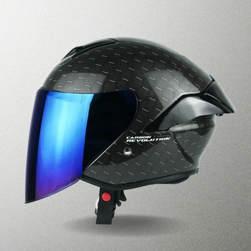 Jual HELM JITSU HALF FACE JS1 SERIES CARBON HEXAGON PREMIUM SNI