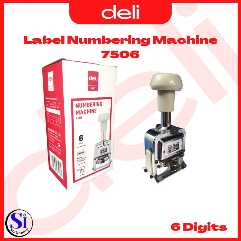 Jual Stampel Nomor Otomatis Merk Deli/Label Numbering Machine 7506 ...