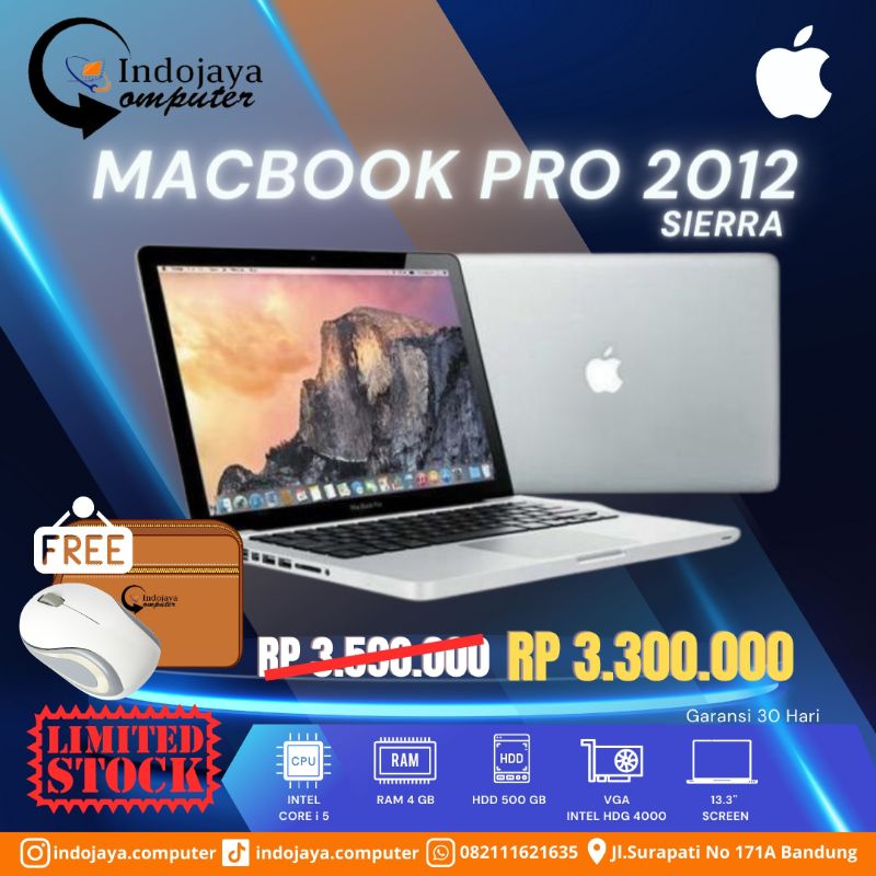 Jual MacBook Pro MID 2012 Core i5 RAM 4 HDD 500 Bergaransi | Shopee ...