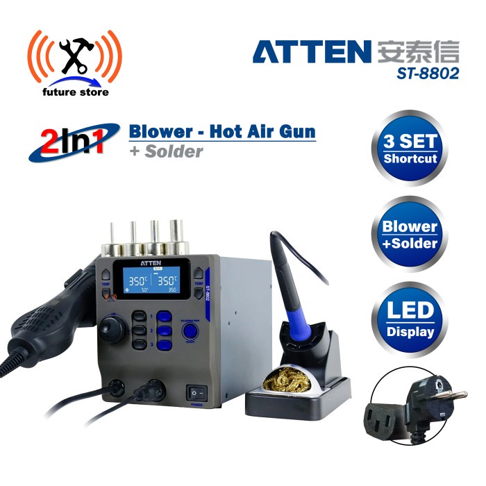 Jual ATTEN ST8802 BLOWER SOLDER / BLOWER + SOLDER 2 IN 1 DOUBLE
