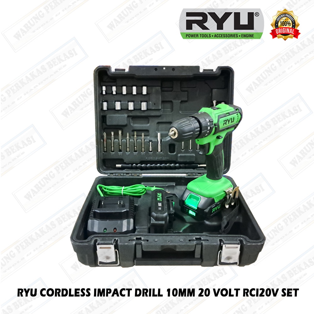 Jual RYU By Tekiro 20V Mesin Cordless Impact Drill Bor 10mm Baterai ...