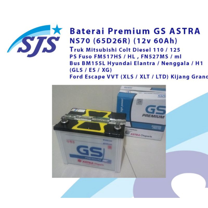 Jual Aki GS Premium Ns70 basah 12v 65ah | Shopee Indonesia