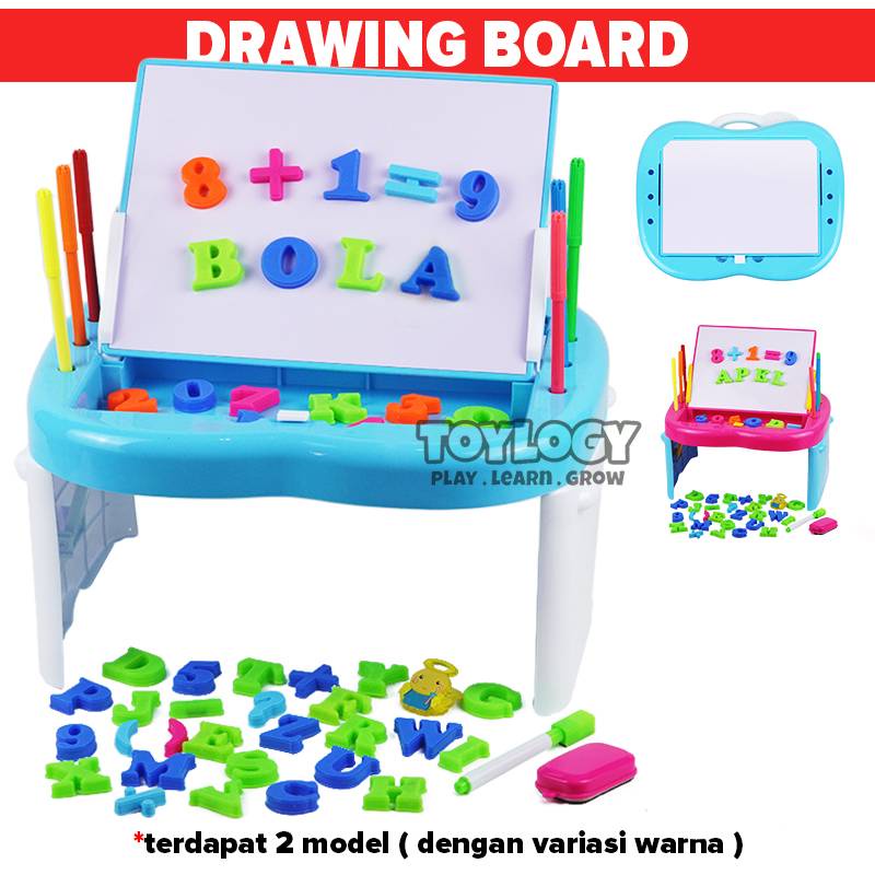 Jual Mainan Edukasi Anak Meja Belajar Magnet Huruf Angka Learning Table ...