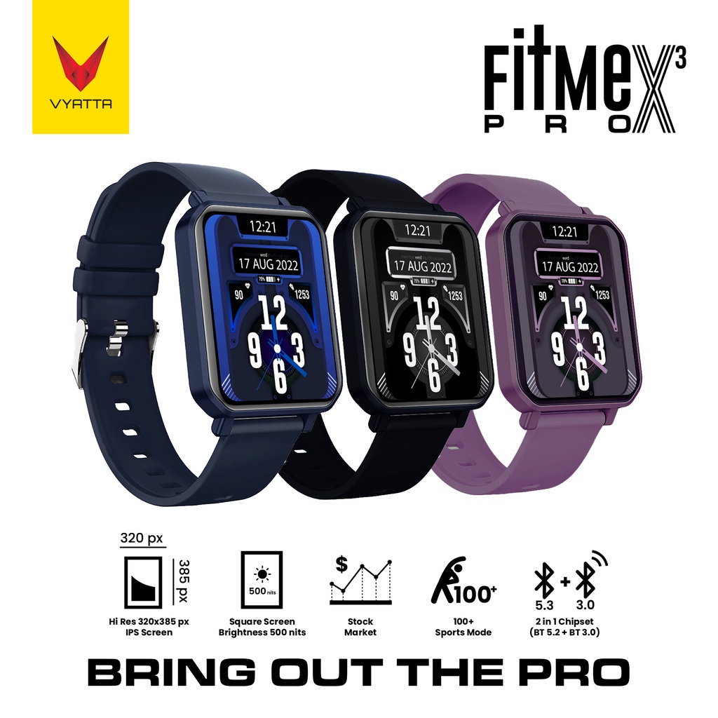 Jual VYATTA FITME PRO X3 SMARTWATCH LARGE SQUARE IPS SCREEN 1.91" 100 ...