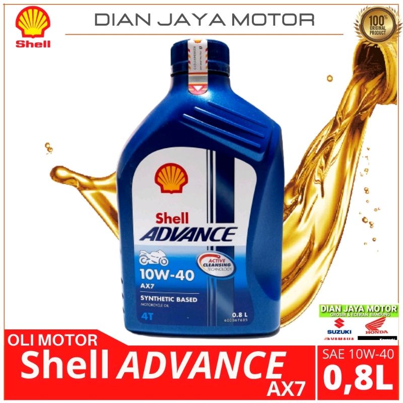 Jual OLI MESIN SHELL ADVANCE AX7 0,8L SAE 10W-40 SHELL ADVANCE AX7 ...