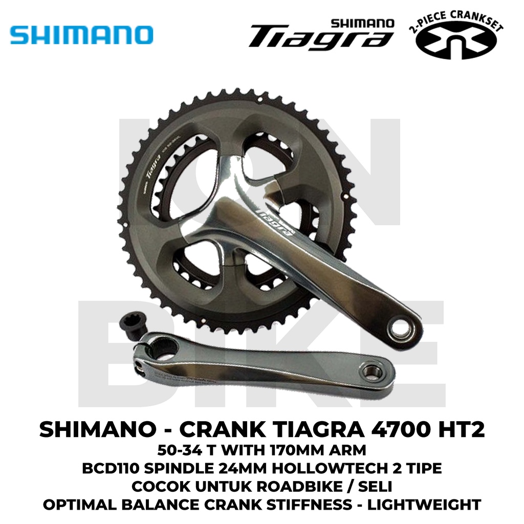 SHIMANO Tiagra FC-4700 Manivelle 50/34 Dents 170mm - Plateau Chaîne VTT Et Route 10 Vitesses, Noir 2020