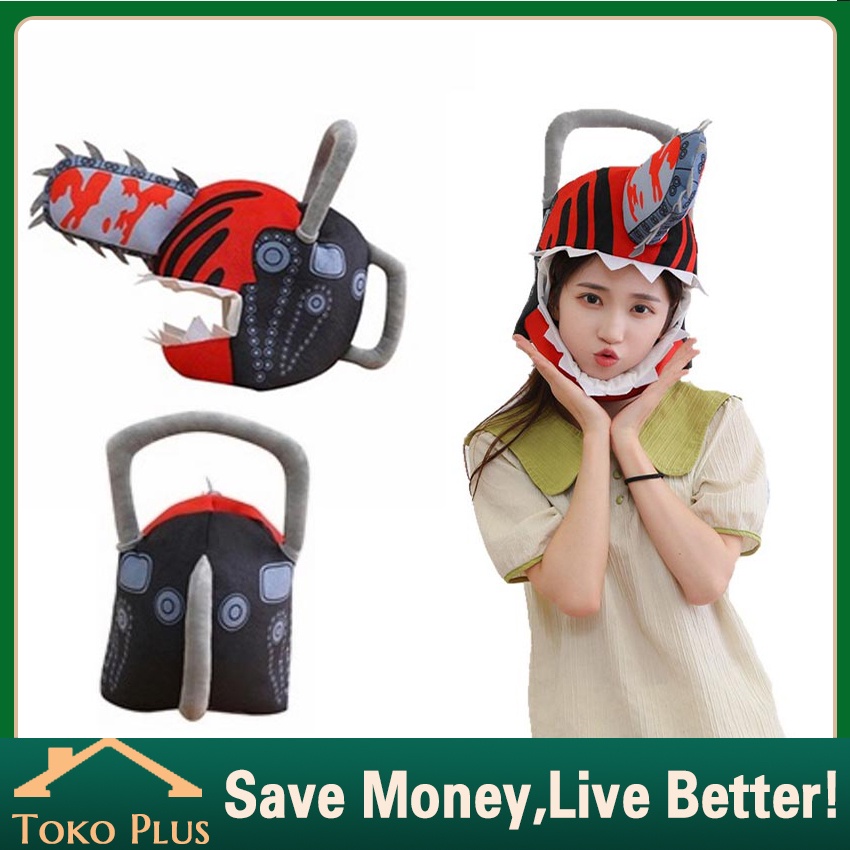 Chainsaw Man Pochita Plush Hat – Cosplay Headgear, 14" Red Plush