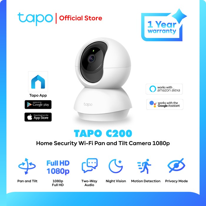 Jual TP-LINK Tapo C200 Pan/Tilt Home Security Wi-Fi IP Camera FHD 1080P ...