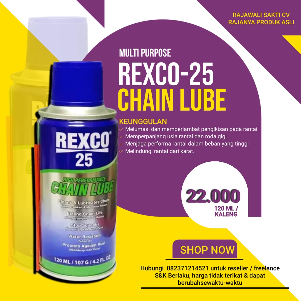 Jual Chain Lube Pelumas Semprotan Minyak Rantai Rexco25 Rexco 25 120 ML ...