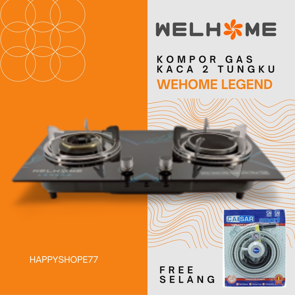 Jual Welhome Kompor Gas Tanam Tungku Legend Black Edition Tempered Glass Kaca Tebal Cm