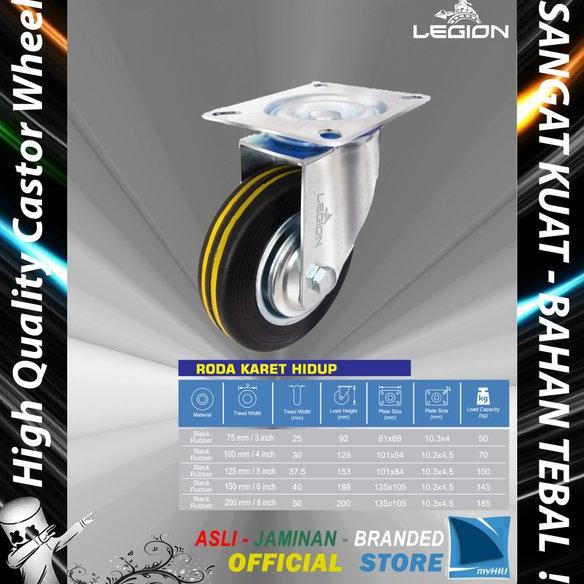 Jual Roda Lori 6 inch atau 150 mm Multi Arah Besi - KARET Caster Troli ...