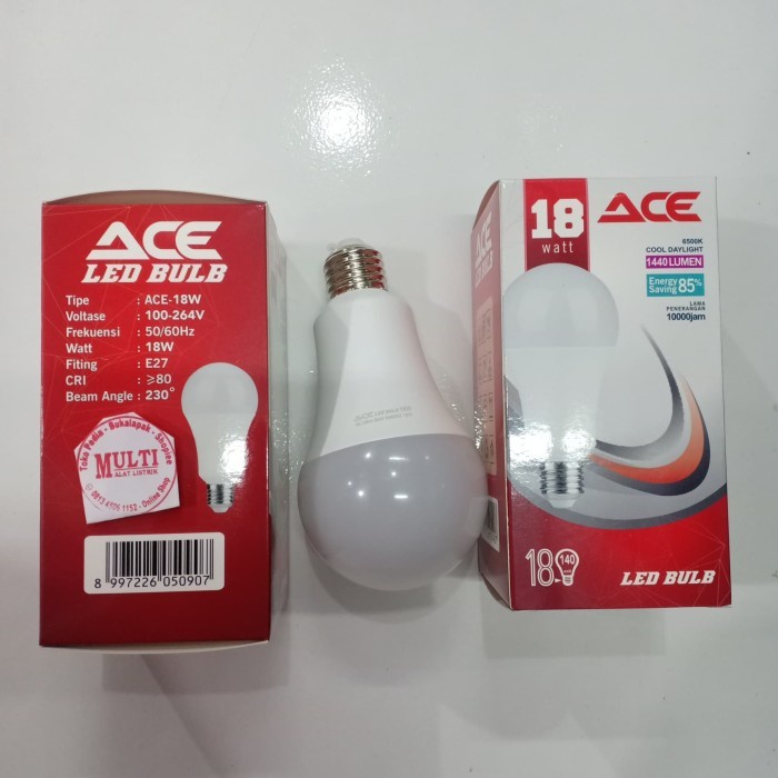 Jual Lampu garansi ACE Led bulb 18W lampu led ACE led kualitas jaminan ...