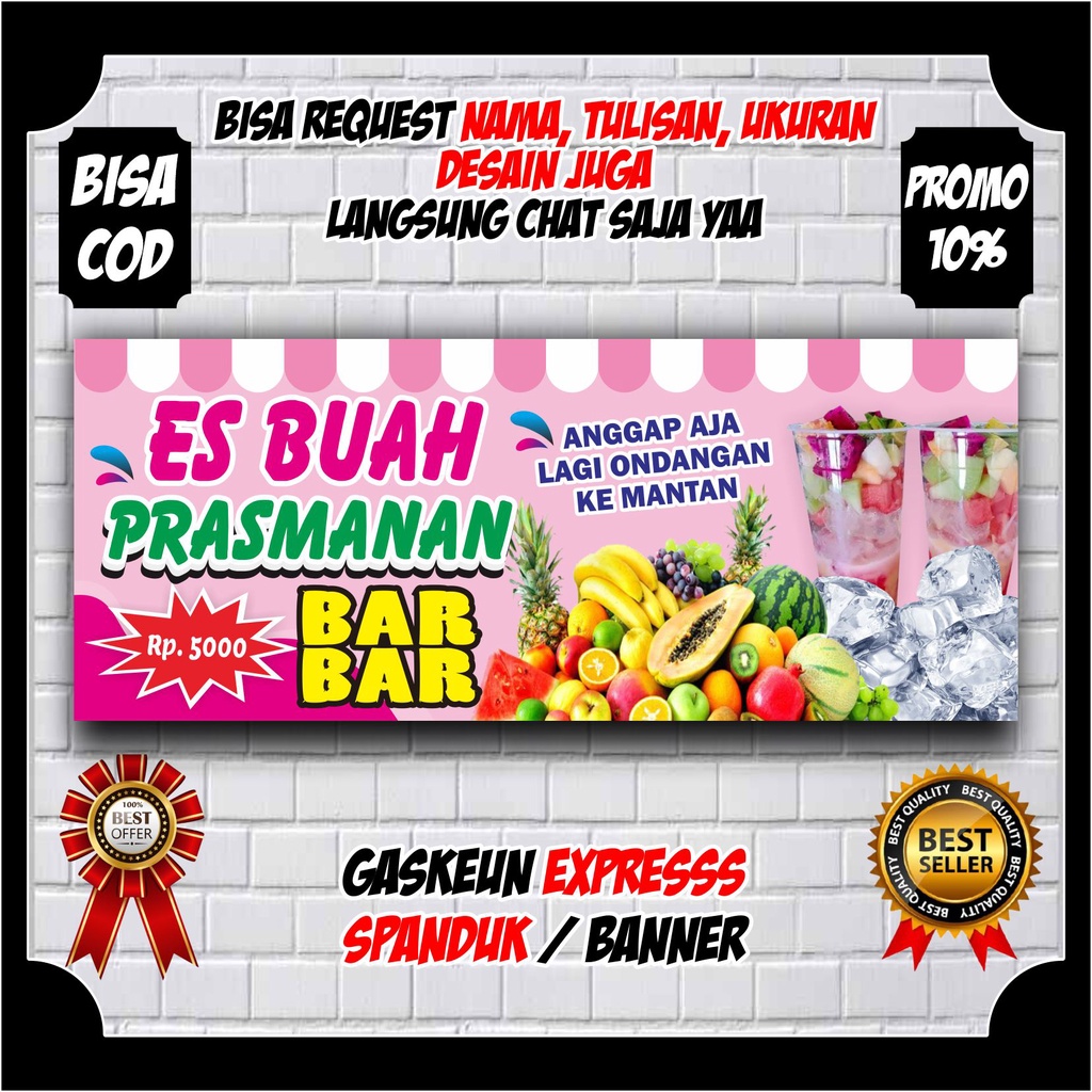 Jual Spanduk Banner Es Buah Prasmanan Spanduk Custom Jualan Spanduk Es Buah Viral Ukuran 2088