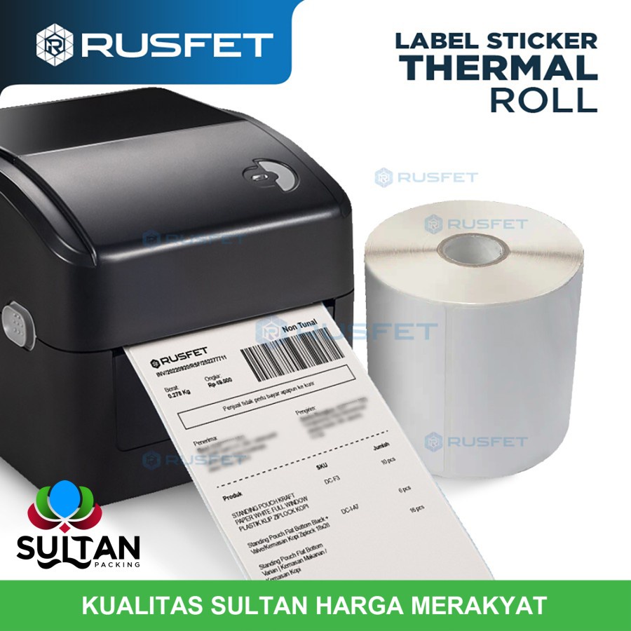 Jual Kertas Thermal Label Thermal Printer Barcode Struk Kasir RUSFET ...