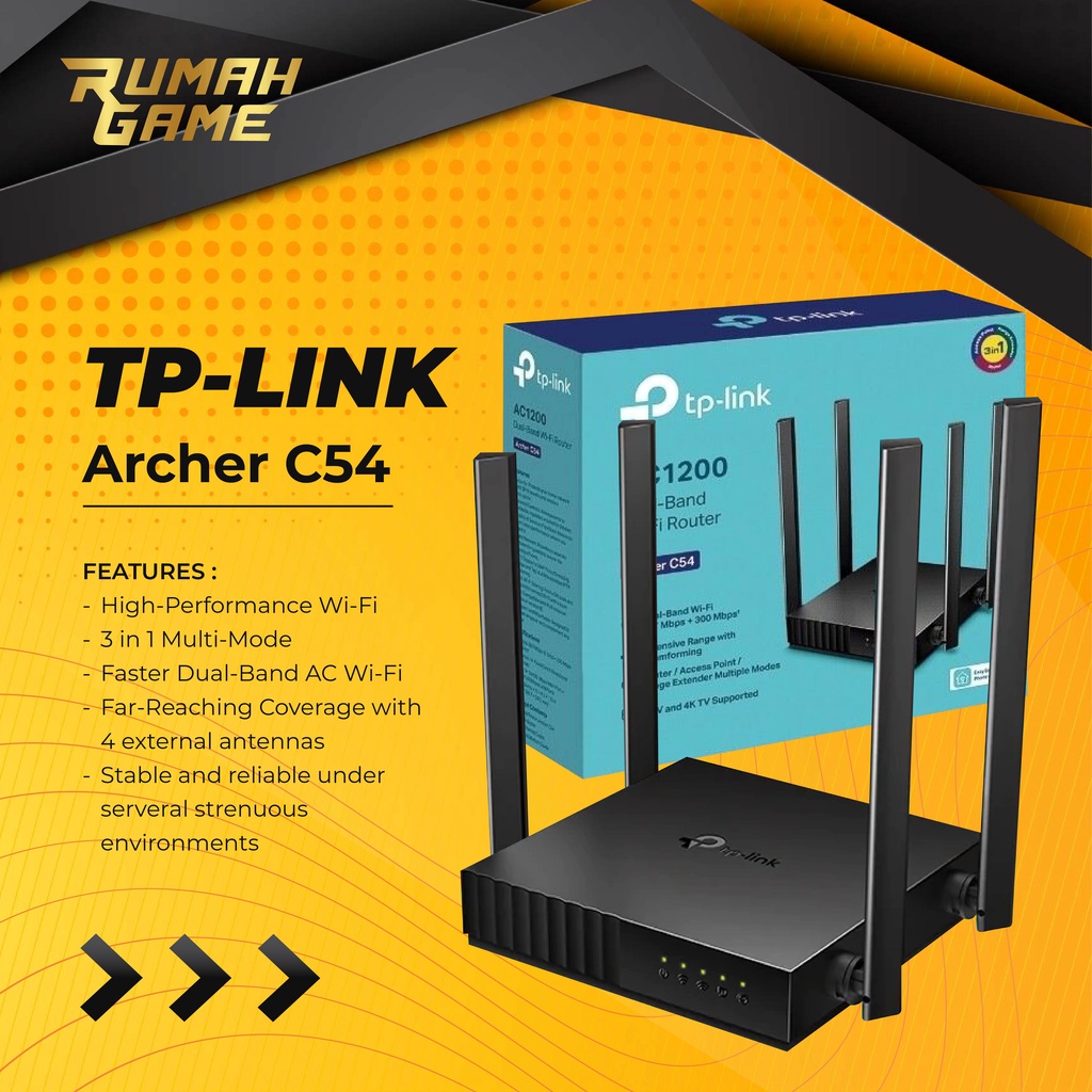 Jual TPLINK Router Wifi Extender Archer C54 AC1200 DualBand WiFi