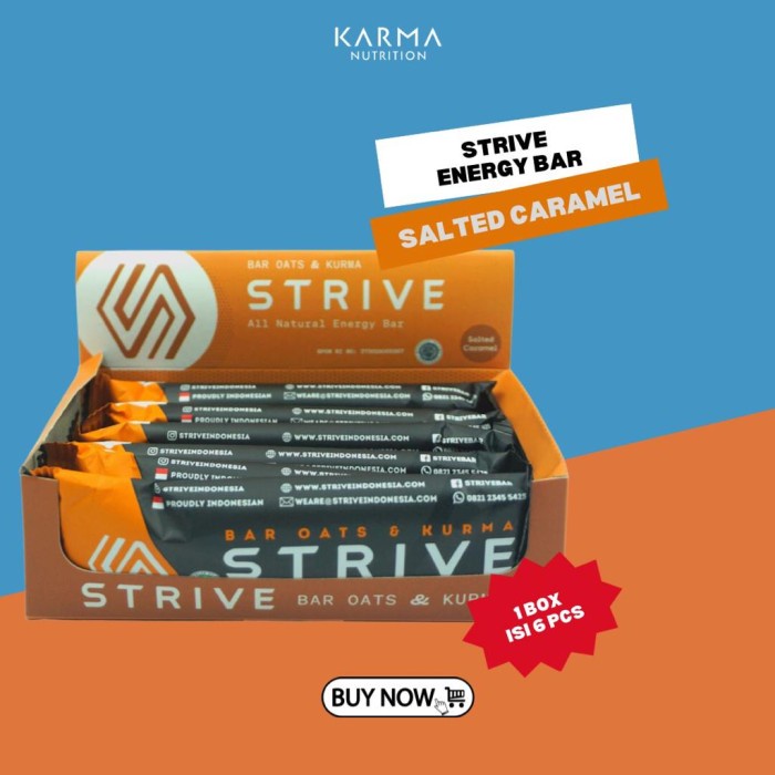 Jual Energy Bar Strive rasa Salted Caramel 1 Box isi 6pcs Shopee