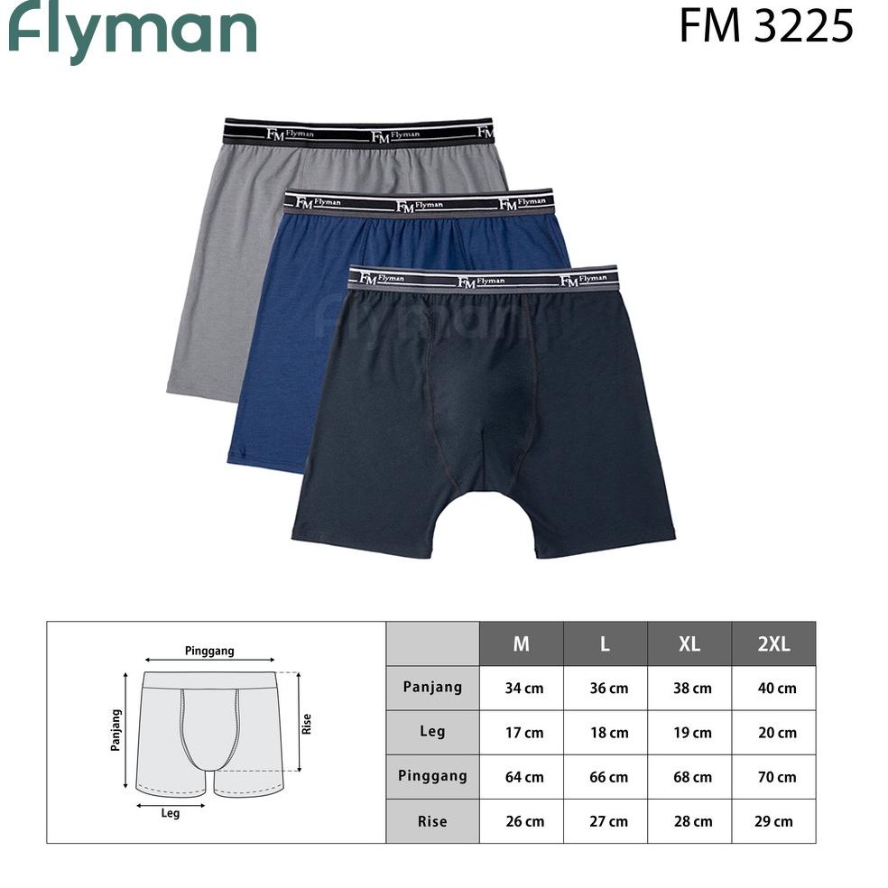 Jual READY Flyman Celana Dalam Boxer Pria Panjang 3 PCS FM 3225 ...