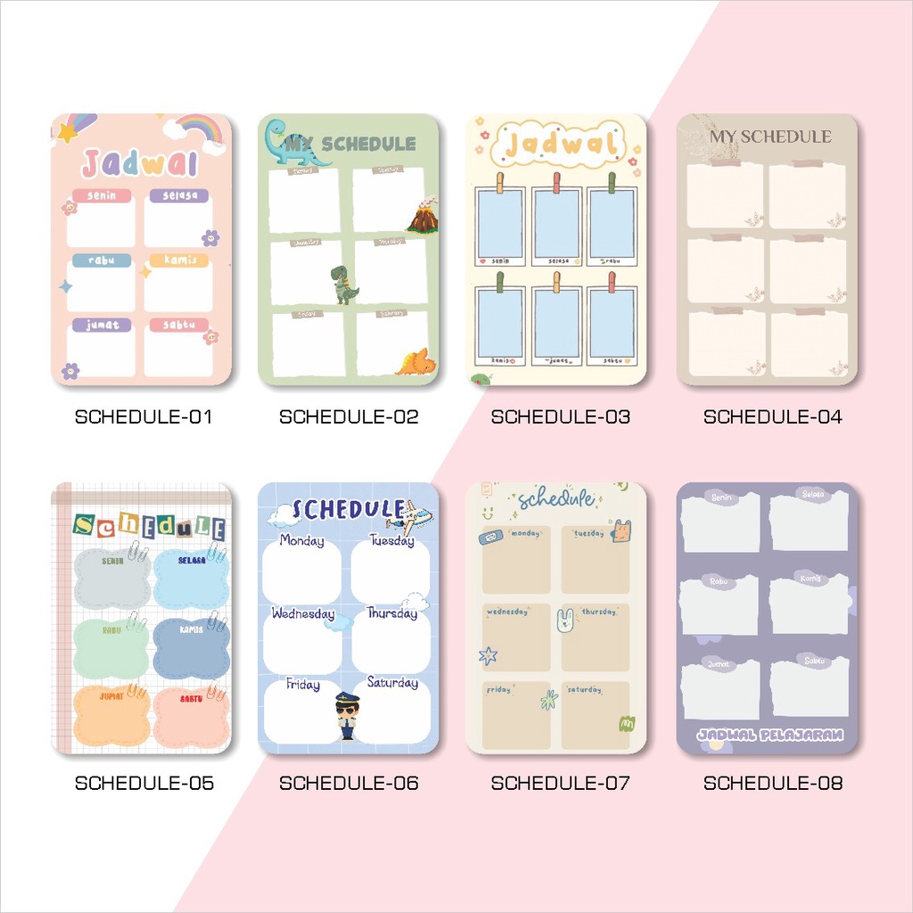 Jual PSO Schedule Wipe & Clean Free Spidol Jadwal Pelajaran Sekolah