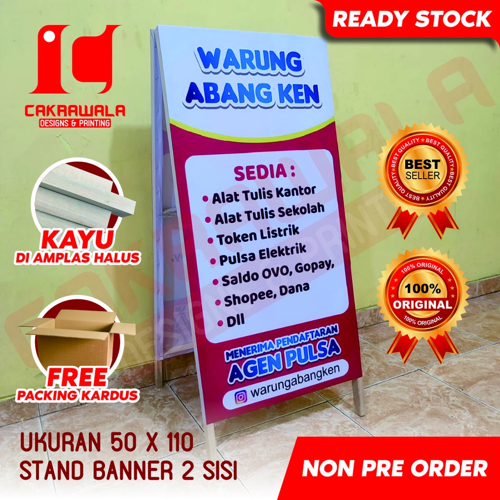 Jual STAND BANNER KAYU WARUNG DAN ALAT TULIS UKURAN 50 X 110 - STANDING ...