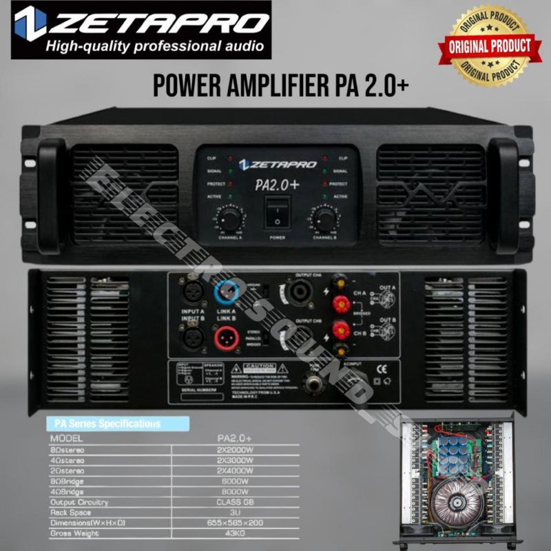 Jual Power amplifier 2 channel ZETAPRO 2.0+ / power ampli GB class