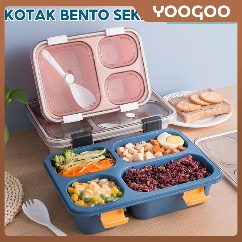 Jual YooGoo Kotak makan siang sekat / Lunchbox anak dengan tutup ...