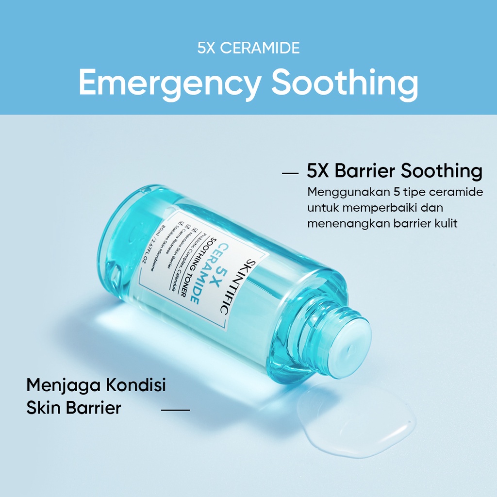 SKINTIFIC 5X CERAMIDE SOOTHING TONER [ 80 ML ] SKIN BARRIER REPAIR TONER WITH CALENDULA FOR ALL SKIN TYPES PELEMBAB EMERGENCY PROBIOTIC COMPLEX PERAWATAN WAJAH MUKA