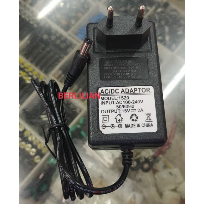 Jual Adaptor DC 15V 2A + Led input AC 100-240V model 1520 Made in China ...