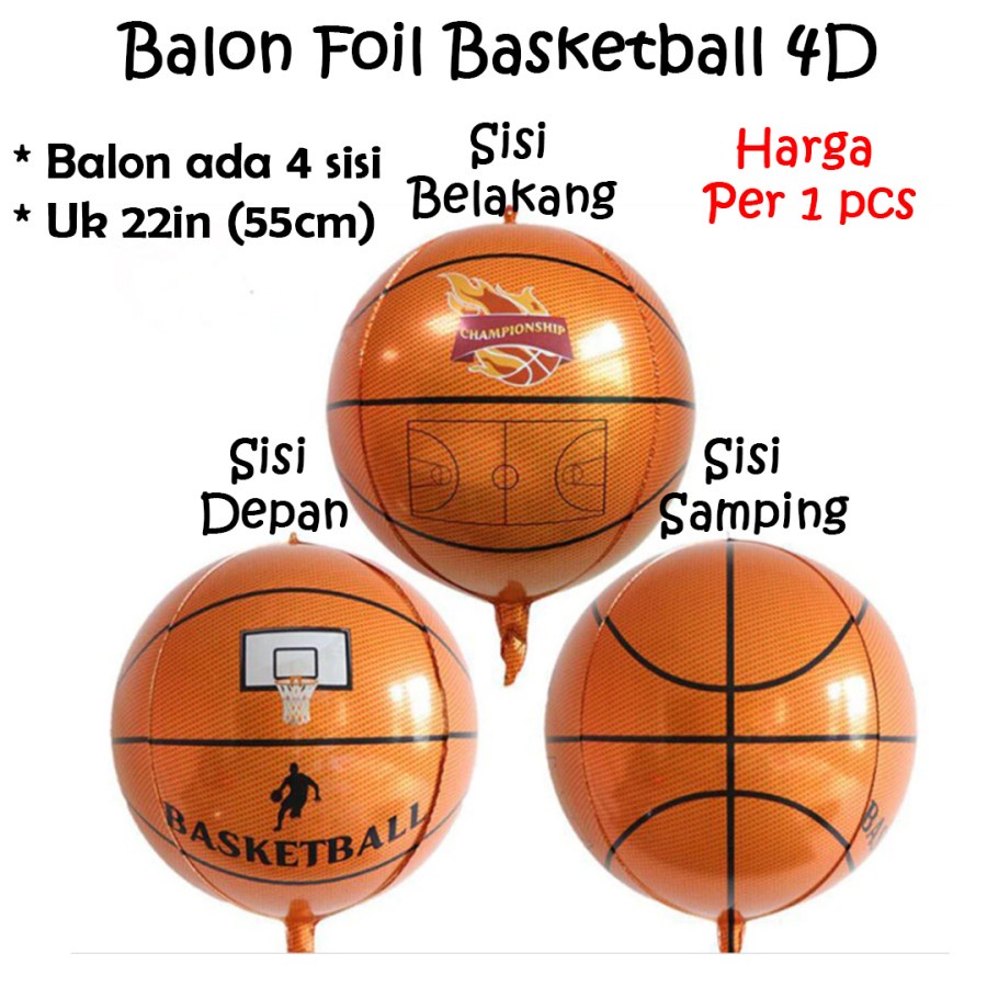 Jual Balon Foil Basketball 4d / Balon Bola Basket Olahraga 4 sisi ...