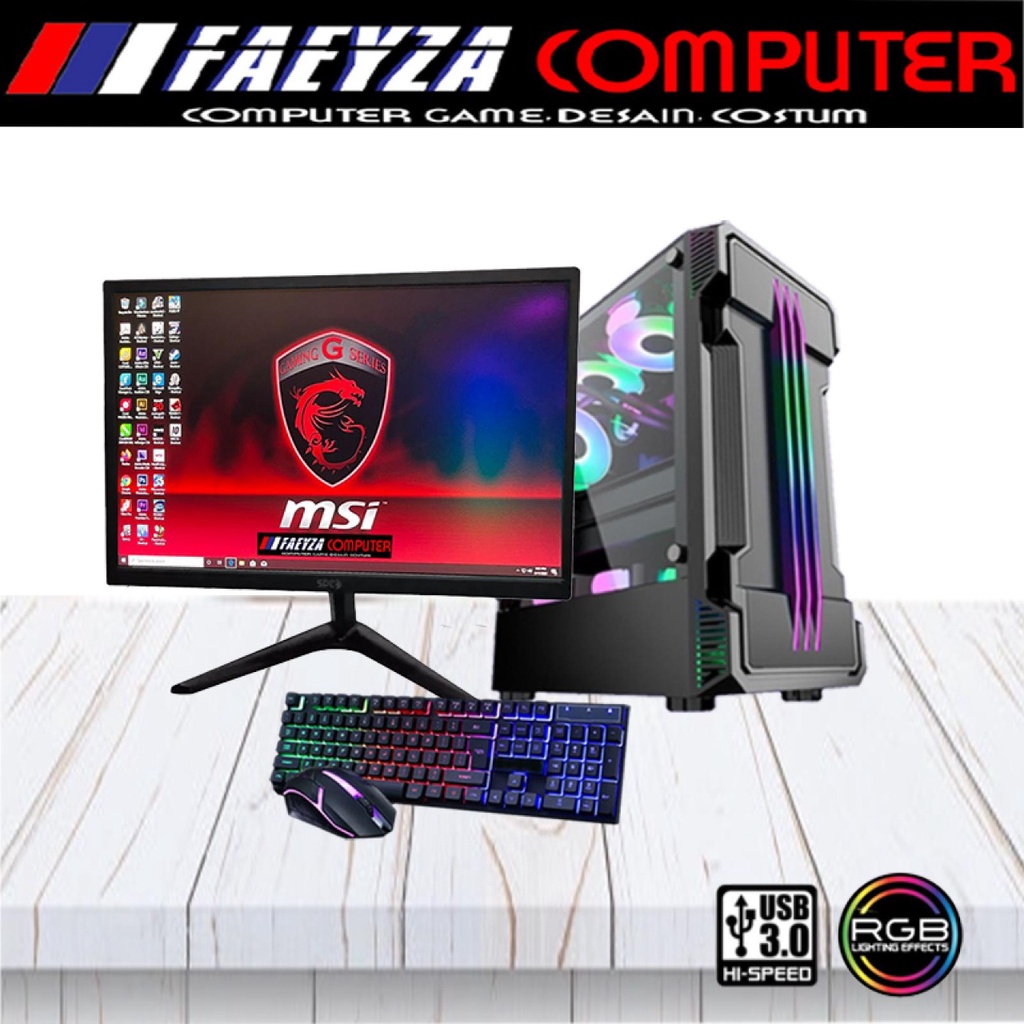 Komputer Full Set Murah Intel Core I5 Ram 8GB SSD 256GB LED 22" untuk Office Siap Pakai