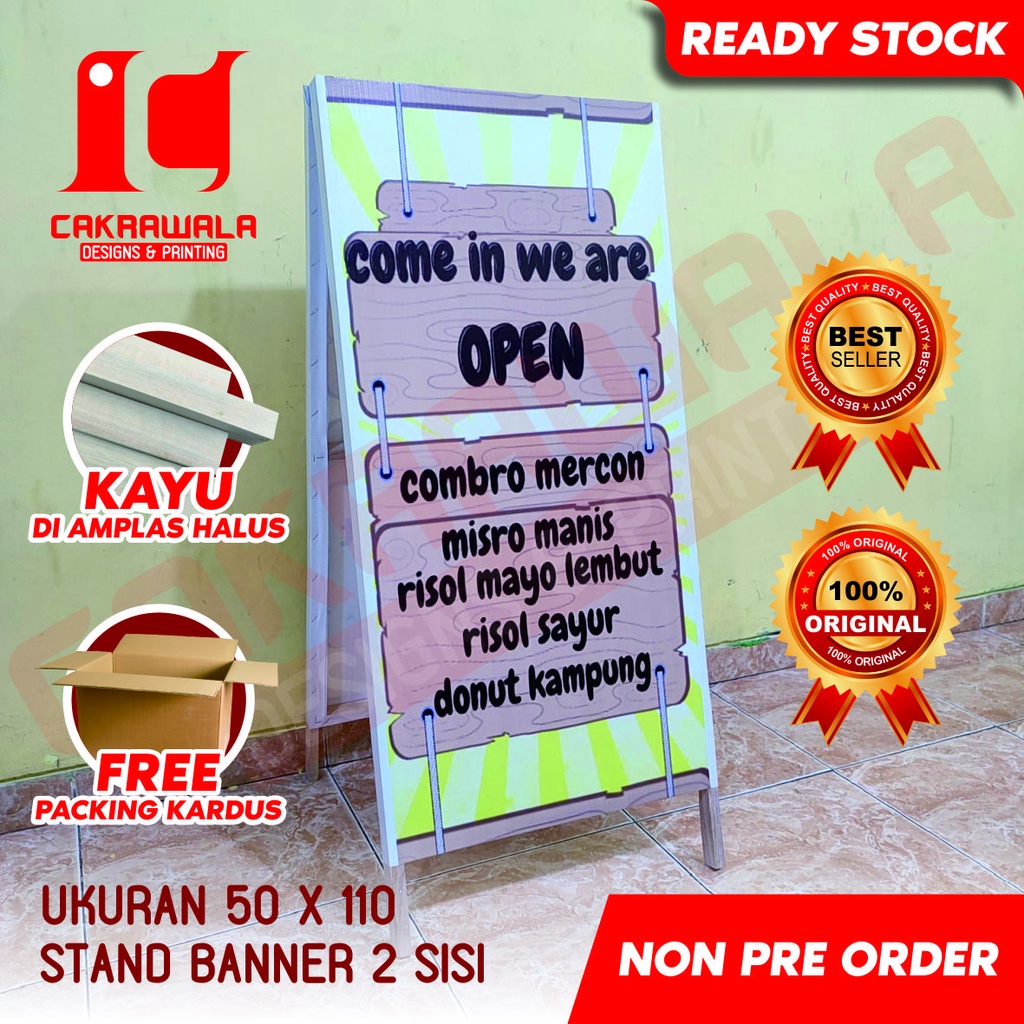 Jual Stand Banner Kayu Jualan Risol Mayo Ukuran 50 X 110 Standing Banner Kayu Segitiga 