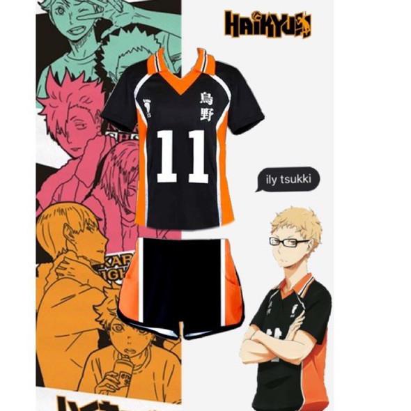 Jual TrxGg5G0 Kaos Anime Haikyuu Jersey Karasuno Tsukishima Kei no11