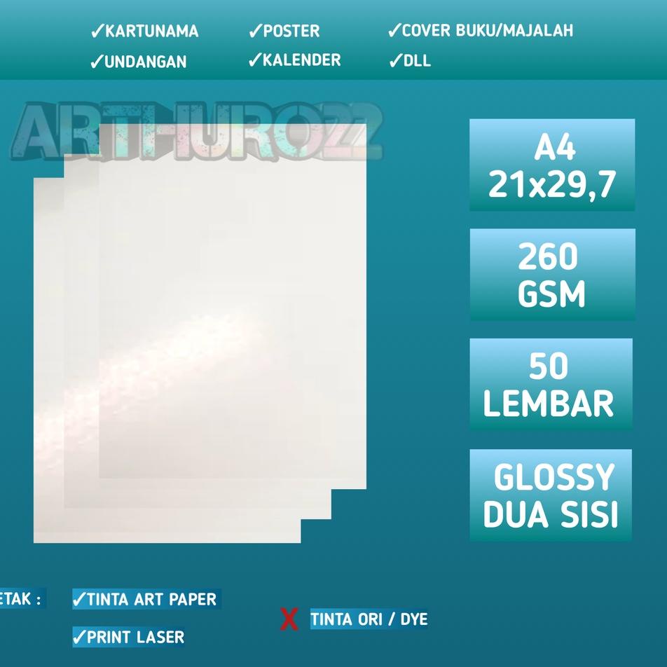 Jual Harga Puas Kertas art carton/art paper 260 gsm A4 isi 50 lembar