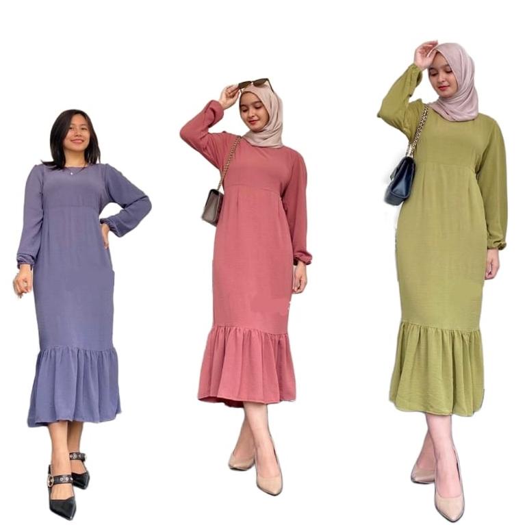 Jual SISKA MIDI DRESS KOREAN LOOK / DRESS KOREA WANITA MODEL MERMAID