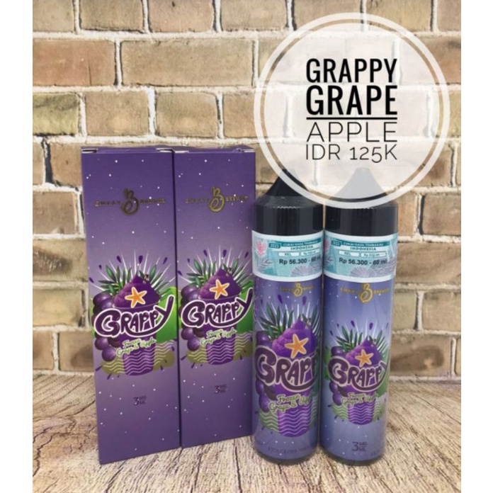 Jual Grappy 60ml 3mg Frozen Grape Apple by Emkay Brewer | Shopee Indonesia