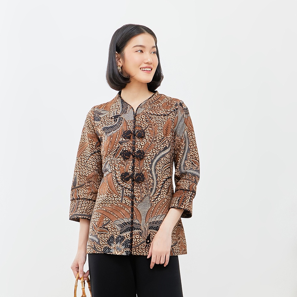 Jual NONA RARA Ukir Sogan T2019 Baju Batik Kasual Modern Shopee