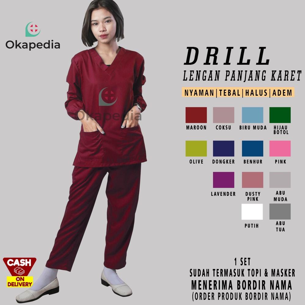 Jual Baju Ok Oka Perawat Dokter Jaga Medis Lengan Panjang Karet Kerut Kode 6416 Shopee Indonesia 6980