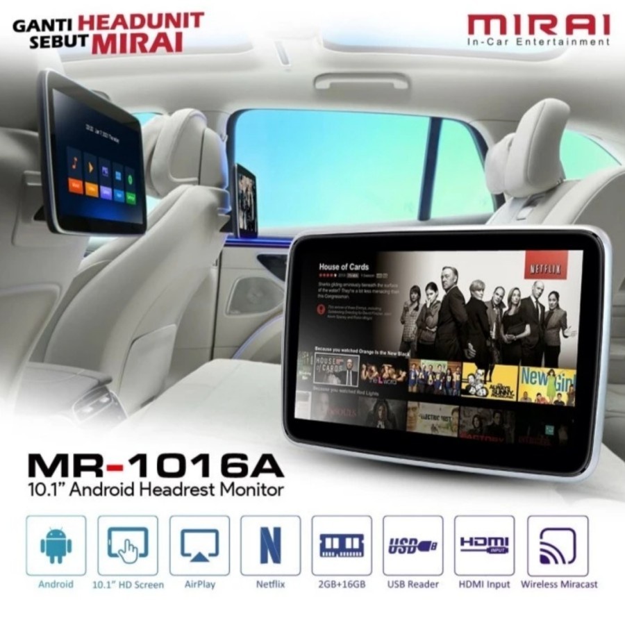 Jual Headrest Android Mirai Clip On MR 1016 10 Inch Ram 2/16 | Shopee ...