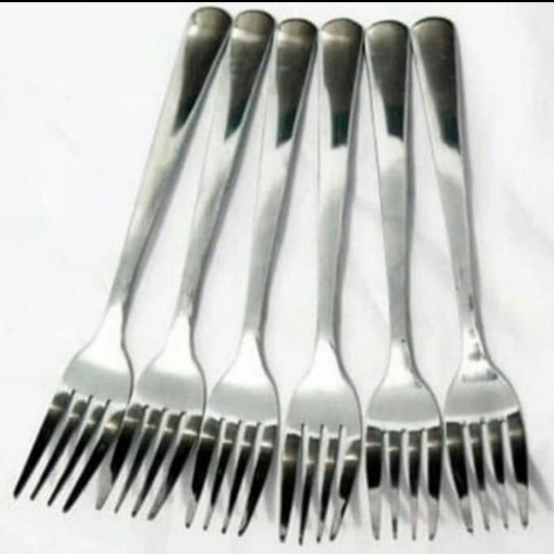 Jual Garfu makan polos/ Garfu polos stainless tebal isi 6 pcs | Shopee ...