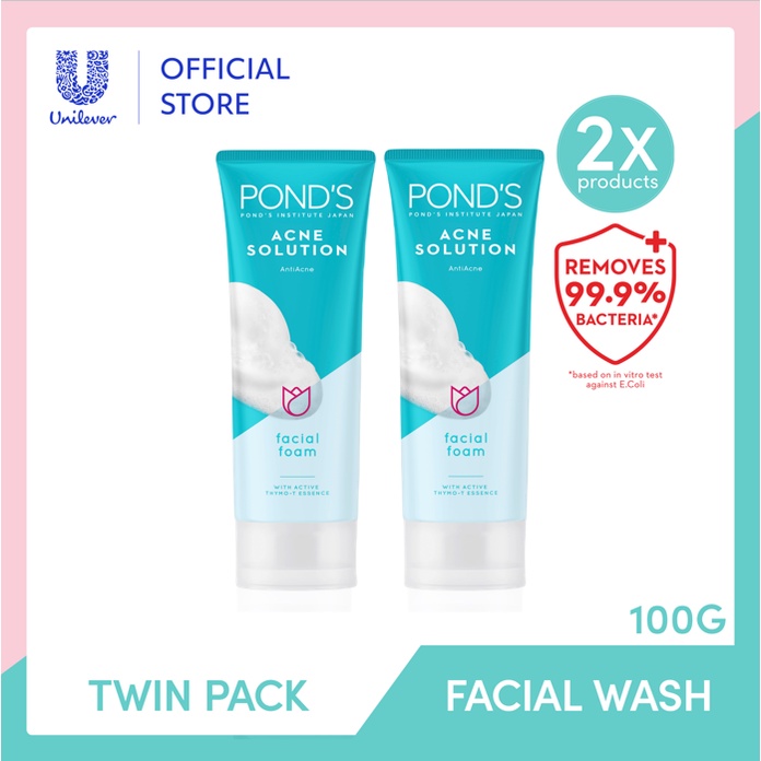 Jual Ponds Facial Foam Acne Solution 100gr Twin Pack | Shopee Indonesia