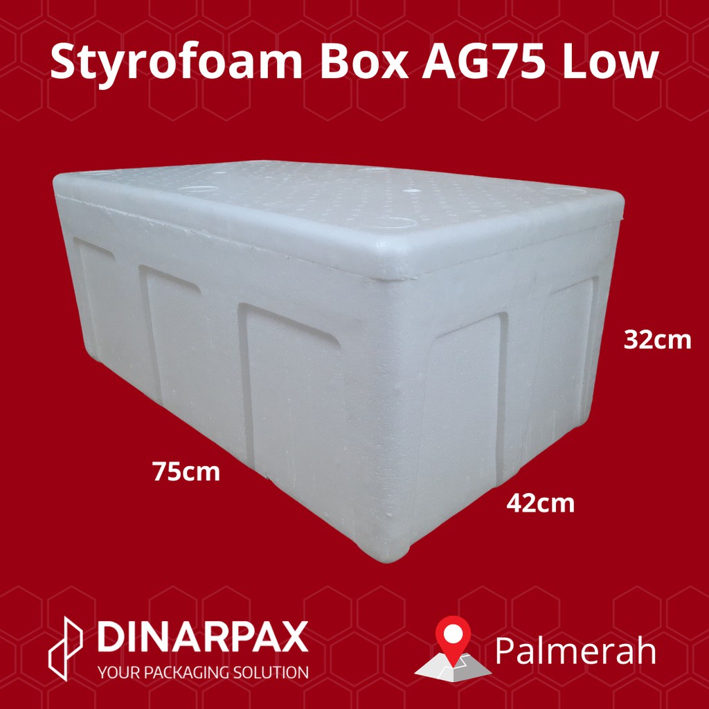 Jual Styrofoam Box AG 75 LOW / DinarBox / Container / Cargo / Ikan / Fish / Seafood / AG75