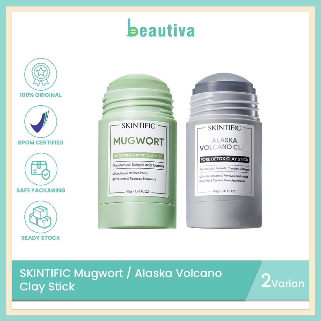 Jual SKINTIFIC Clay Stick Mugwort Acne Clay Stick Alaska Volcano