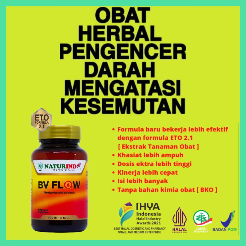 Obat Kesemutan Dan Kebas Tangan Pengencer Darah Herbal Bv Flow Naturindo 50 Kapsul