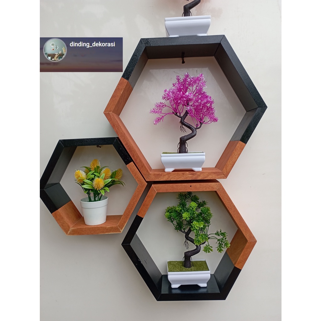 Jual premium rak hiasan dinding hexagonal rak segi enam | Shopee Indonesia