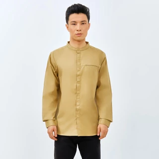 M231 Kemeja Pria Koko Shanghai Polos Soft Twill Panjang Khaki 1971L