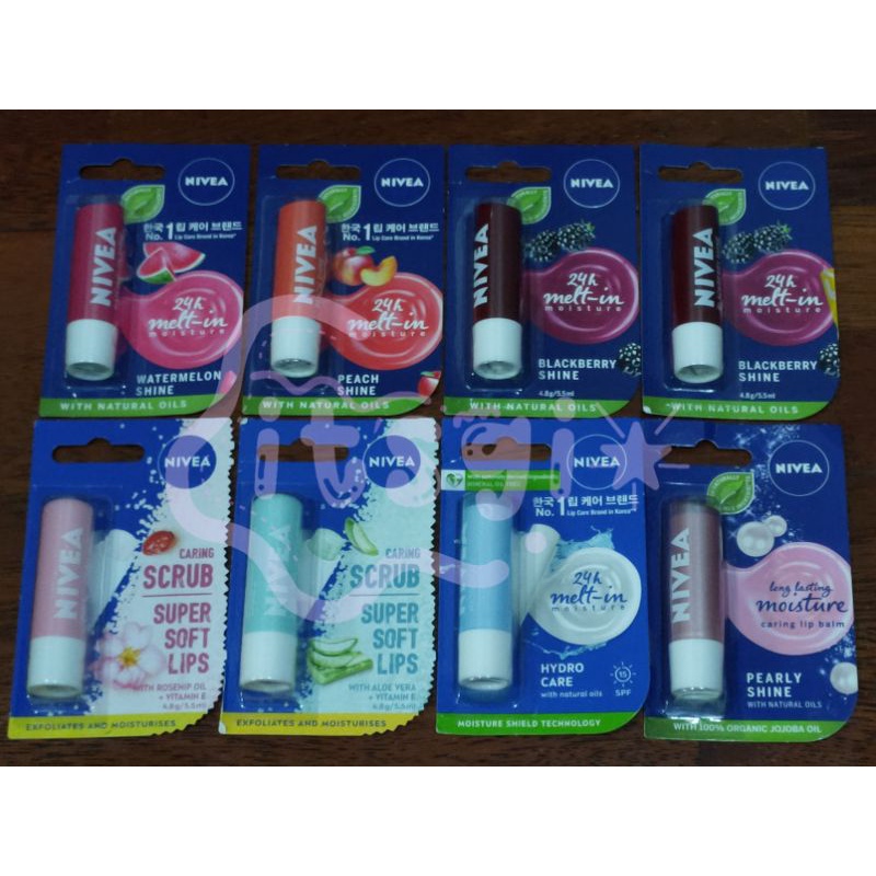 Jual (RESTOCK SOON) NIVEA 24 HOURS MELTIN, CARING SCRUB LIP BALM AND