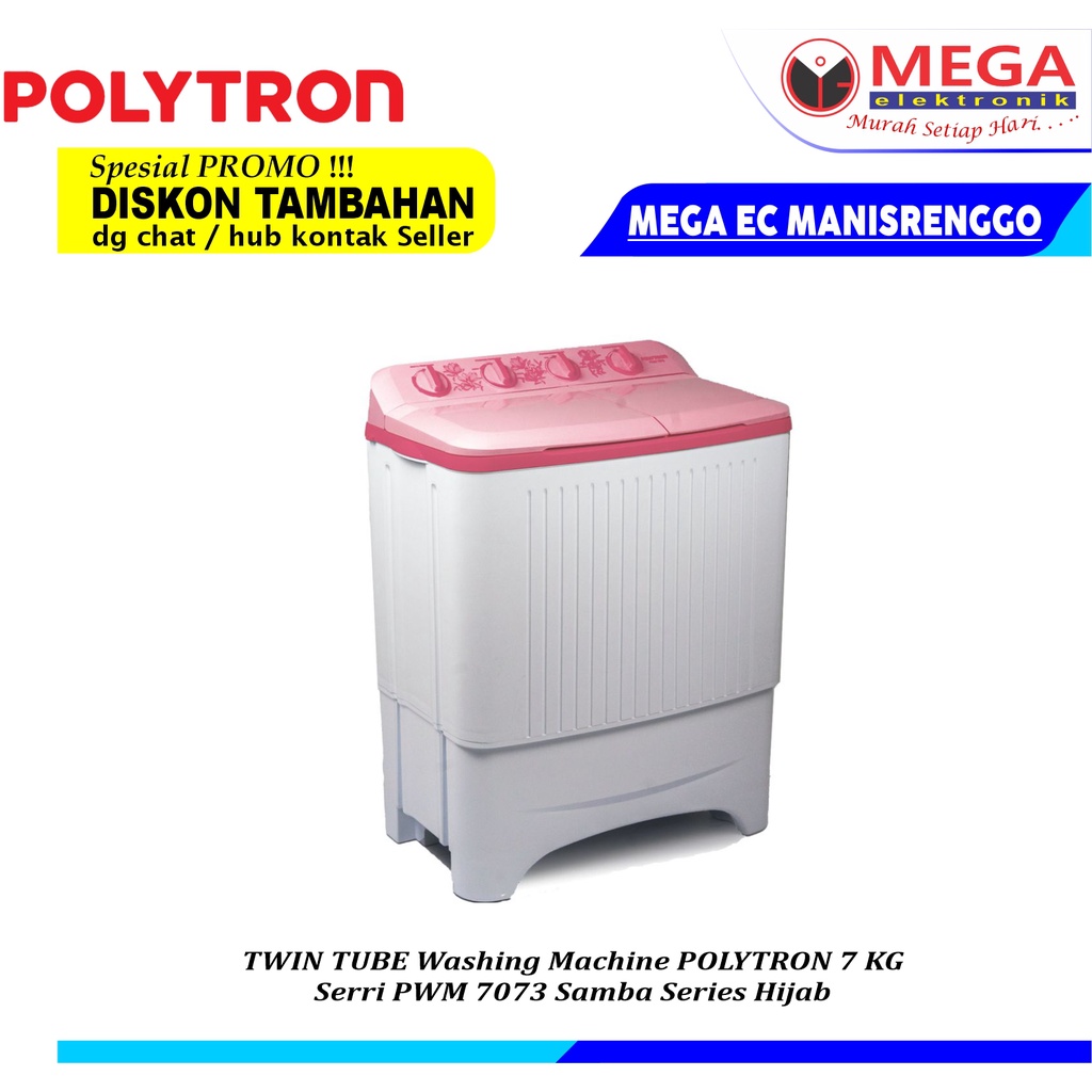 Jual MESIN CUCI POLYTRON 2 TABUNG SERI PWM-7073 KAPASITAS 7KG | Shopee ...