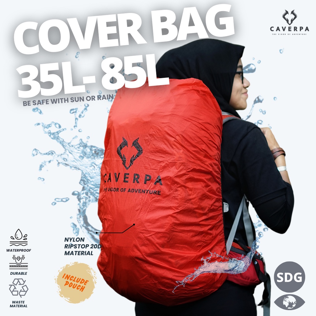 Jual Cover Bag Raincover Tas Daypack 35L , 65L , 85L Caverpa Bahan