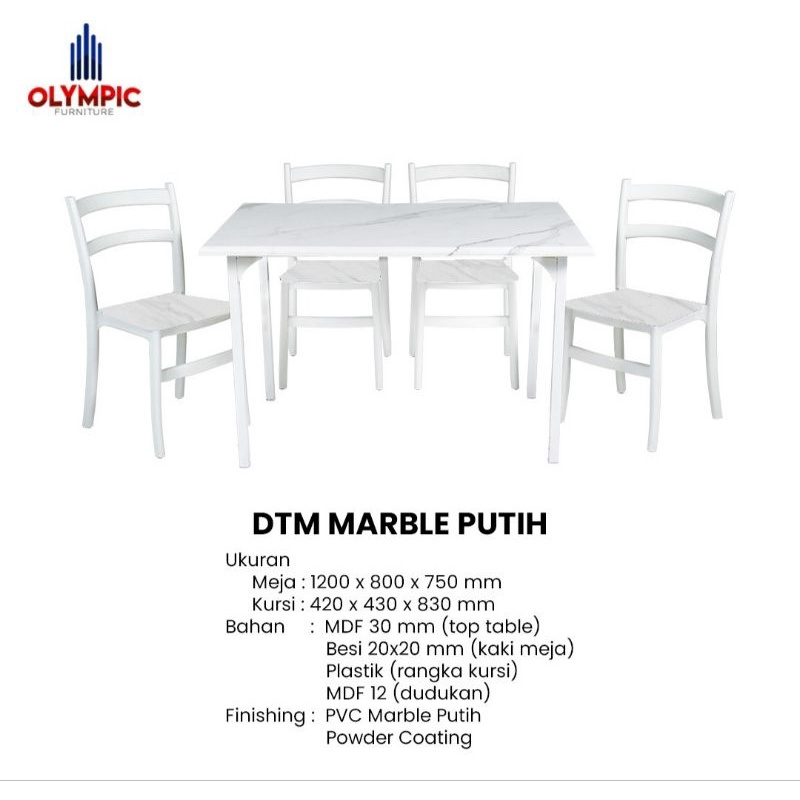Jual Meja Makan Set 4 Kursi Olympic DTM Marble | Shopee Indonesia