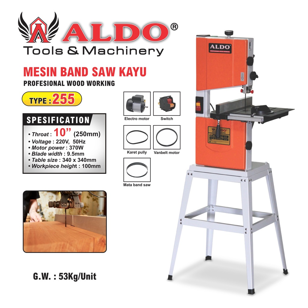 Jual Mesin Band Saw Kayu 10 inch Type : 255 Aldo | Shopee Indonesia